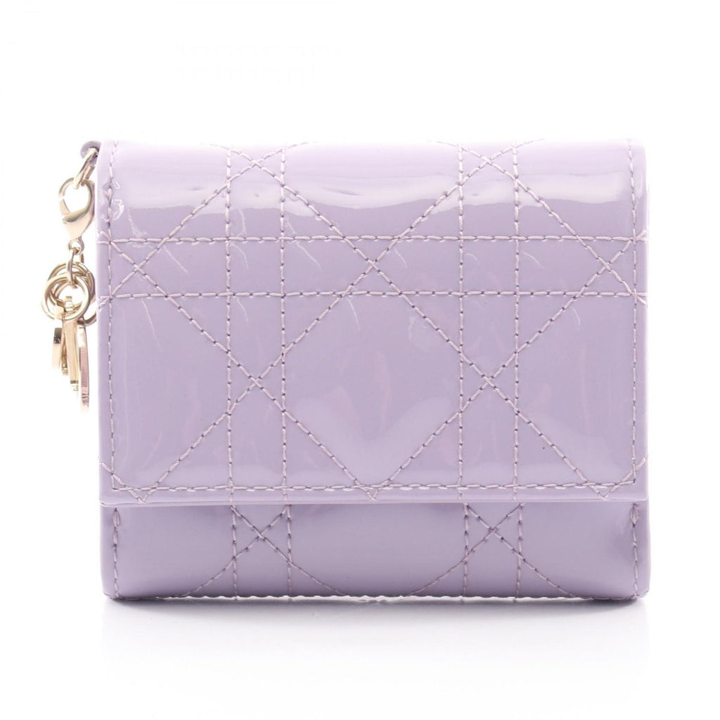 Dior Trifold Wallet Lady Dior Lotus Lavender Patent Leather