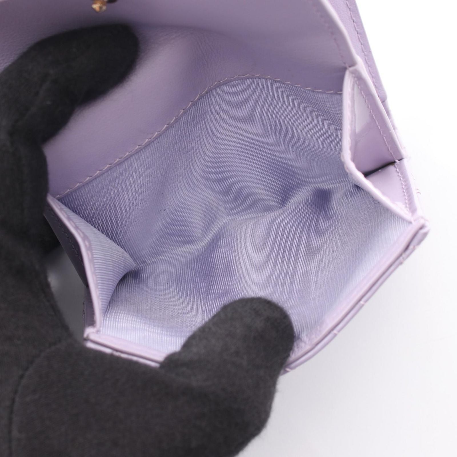 Dior Trifold Wallet Lady Dior Lotus Lavender Patent Leather — view 4