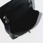 Chanel Quilted Shoulder Bag Calfskin Black Silver Chain Bag CC Logo Turnlock — view 9