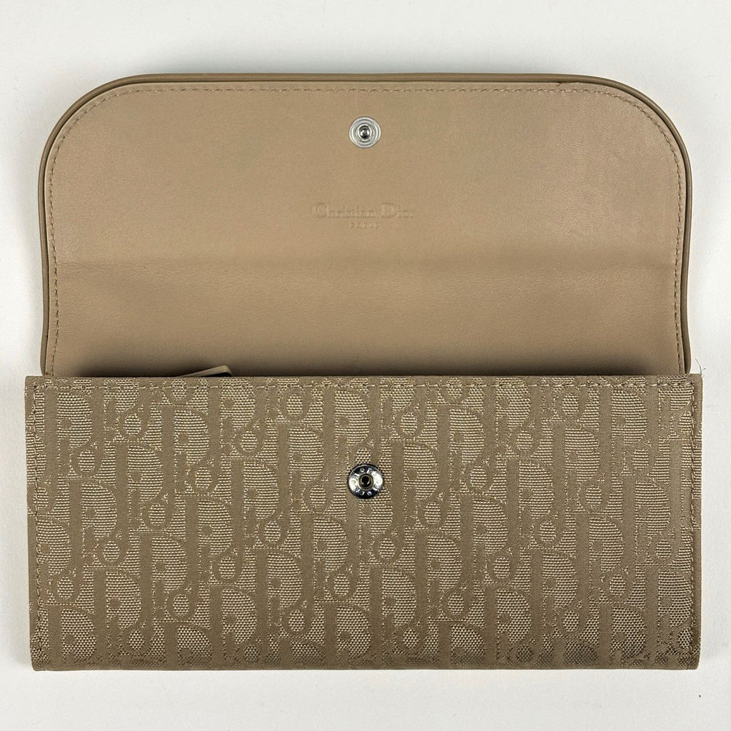 Dior Trotter Pattern Bifold Wallet Ribbon Canvas Beige — view 7