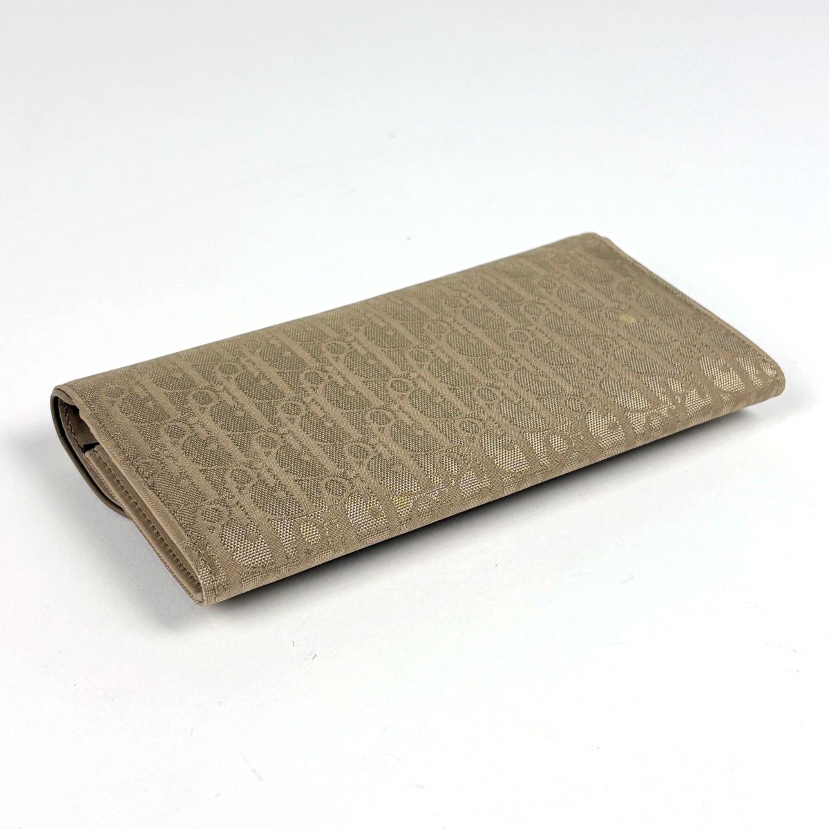Dior Trotter Pattern Bifold Wallet Ribbon Canvas Beige — view 2