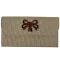Dior Trotter Pattern Bifold Wallet Ribbon Canvas Beige