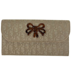 Dior Trotter Pattern Bifold Wallet Ribbon Canvas Beige
