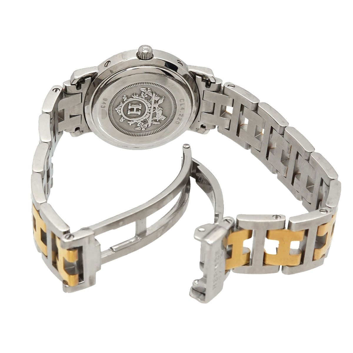 Hermes Clipper Cl4 220 Vintage Watch Date Ivory Quartz — view 5
