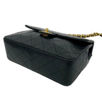 Chanel Card and Vintage Quilted Coco Lambskin Chain Shoulder Bag Black — view 8
