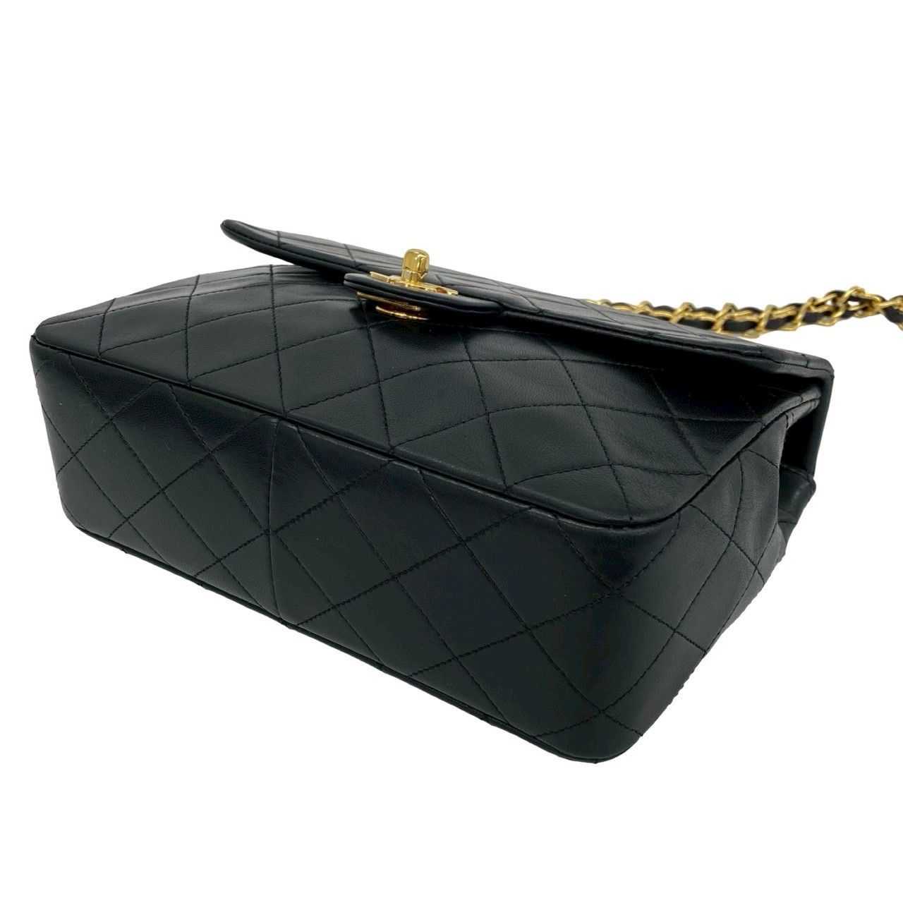 Chanel Card and Vintage Quilted Coco Lambskin Chain Shoulder Bag Black — view 8