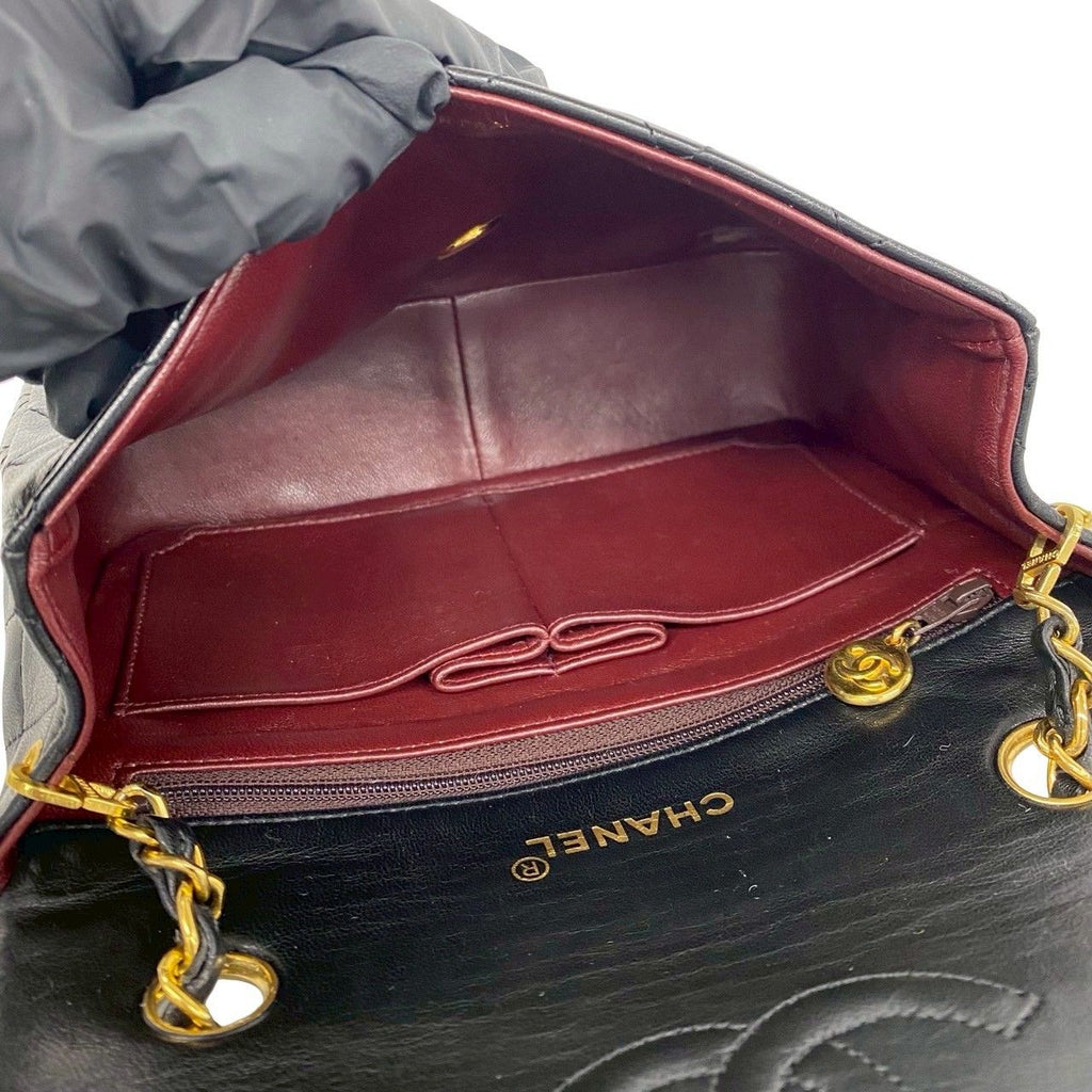 Chanel Card and Vintage Quilted Coco Lambskin Chain Shoulder Bag Black — view 9