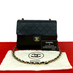 Chanel Card and Vintage Quilted Coco Lambskin Chain Shoulder Bag Black
