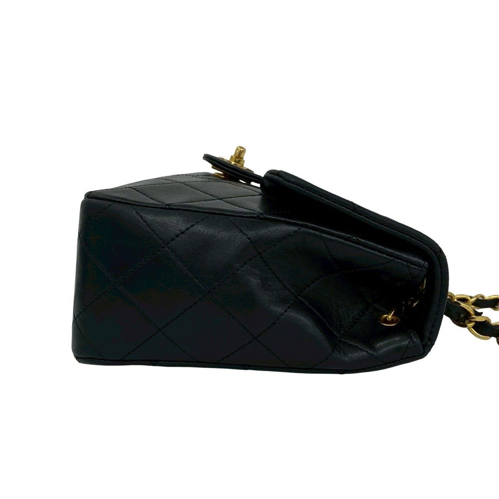 Chanel Card and Vintage Quilted Coco Lambskin Chain Shoulder Bag Black — view 6