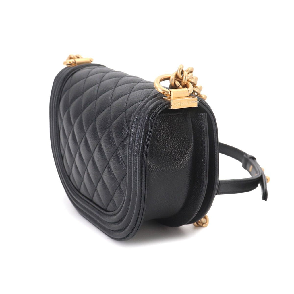 Chanel Boy Small Messenger Bag Chain Shoulder Caviar Leather — view 3