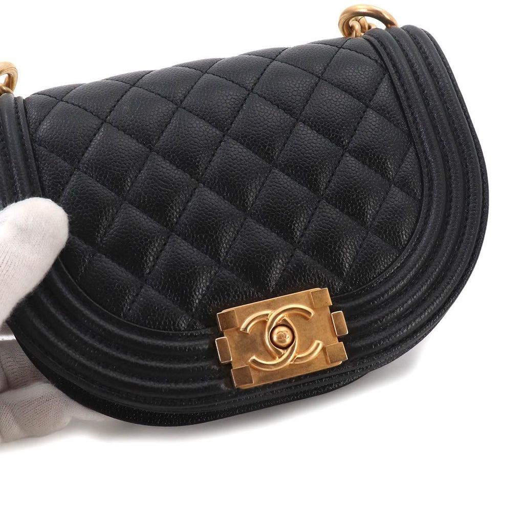 Chanel Boy Small Messenger Bag Chain Shoulder Caviar Leather — view 9