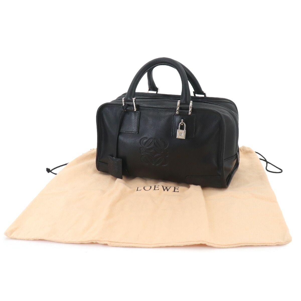 Loewe Amazona 28 Hand Bag Leather Black Silver — view 2