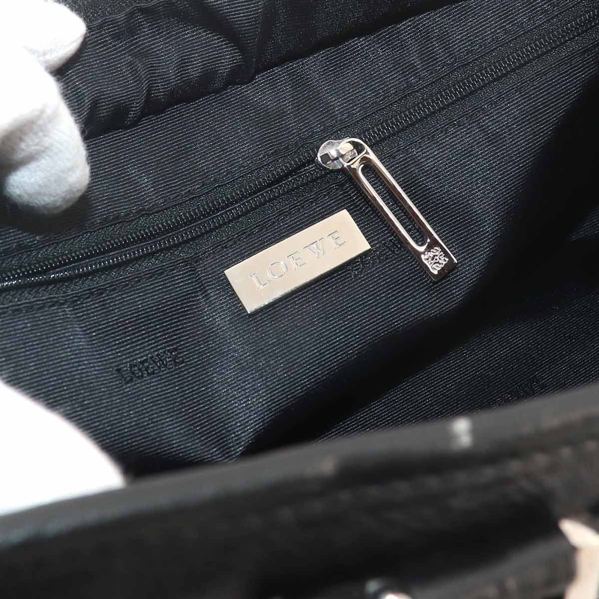 Loewe Amazona 28 Hand Bag Leather Black Silver — view 8
