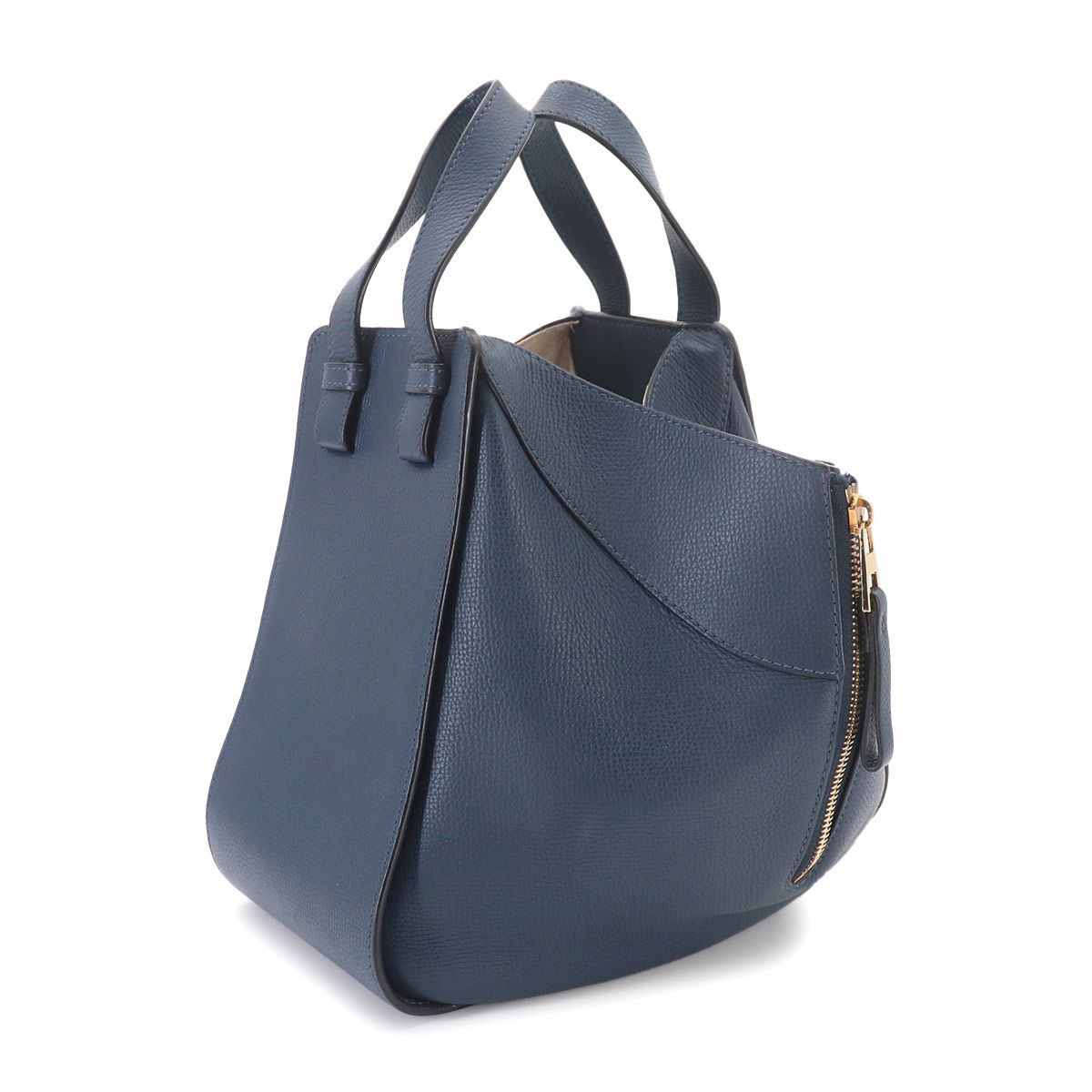Loewe Hammock Small 2-Way Bag Leather Navy Gold — view 3