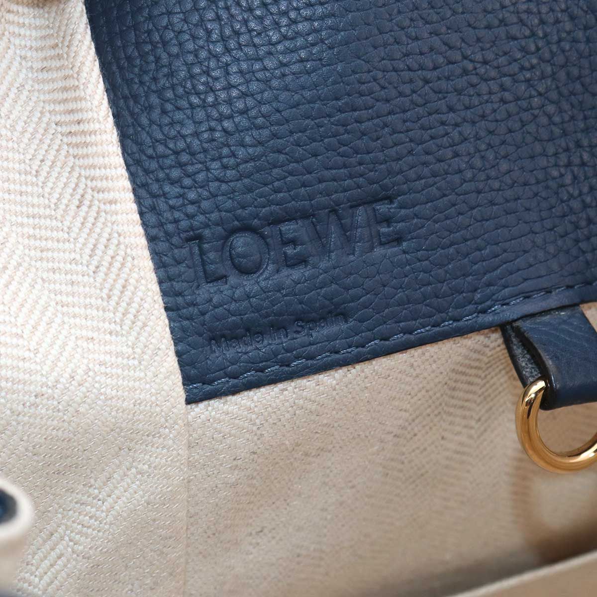 Loewe Hammock Small 2-Way Bag Leather Navy Gold — view 8
