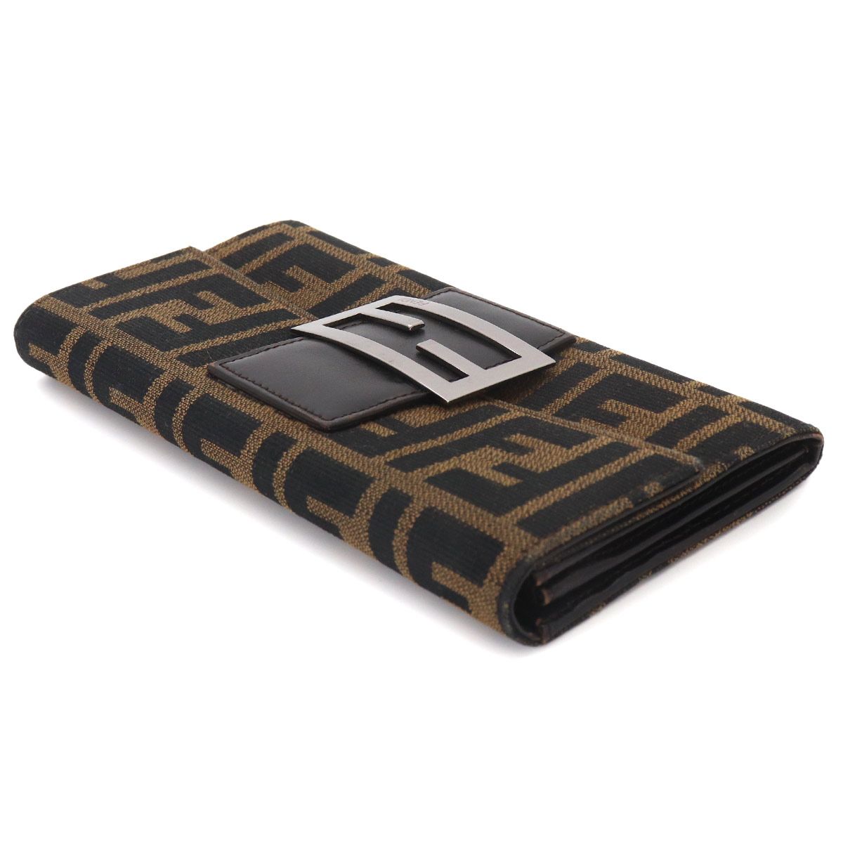 Fendi Zucca Bifold Wallet Canvas Leather Brown Silver — view 3