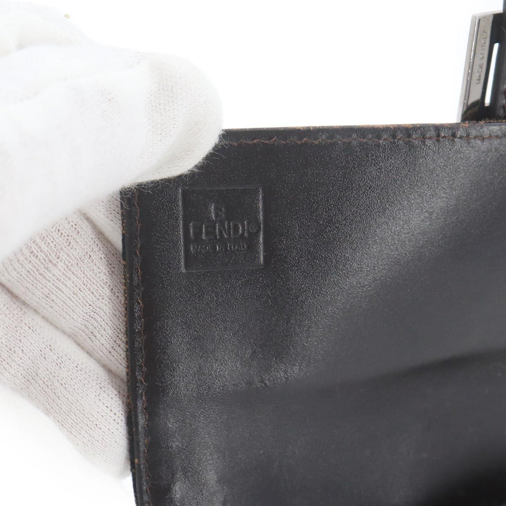 Fendi Zucca Bifold Wallet Canvas Leather Brown Silver — view 8