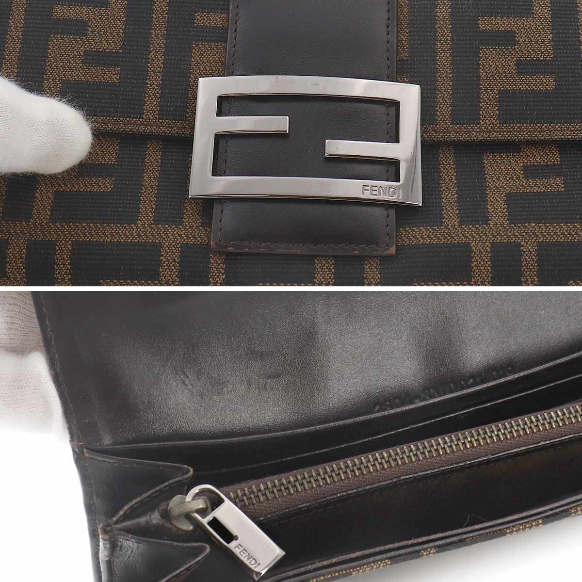 Fendi Zucca Bifold Wallet Canvas Leather Brown Silver — view 9