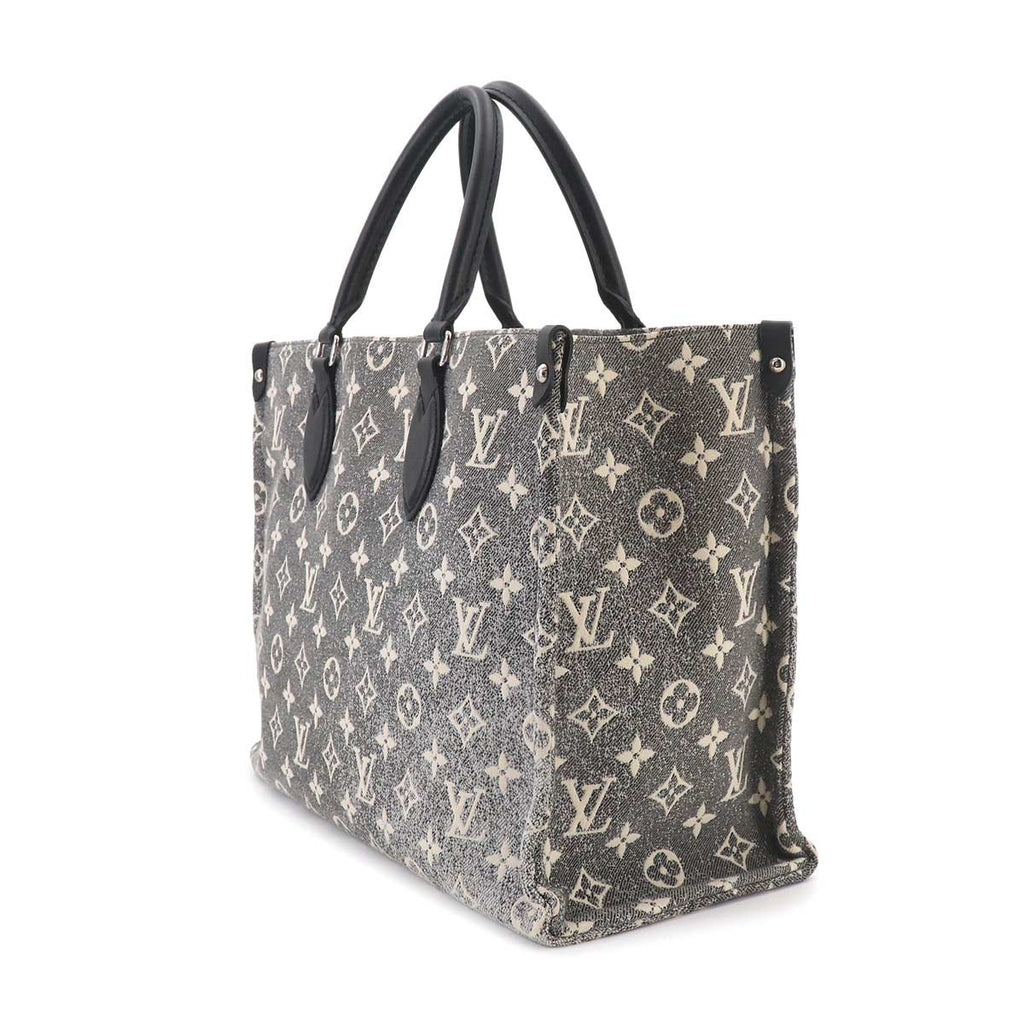 Louis Vuitton Monogram Jacquard Denim On The Go MM 2-Way Tote Shoulder Bag Gray — view 3