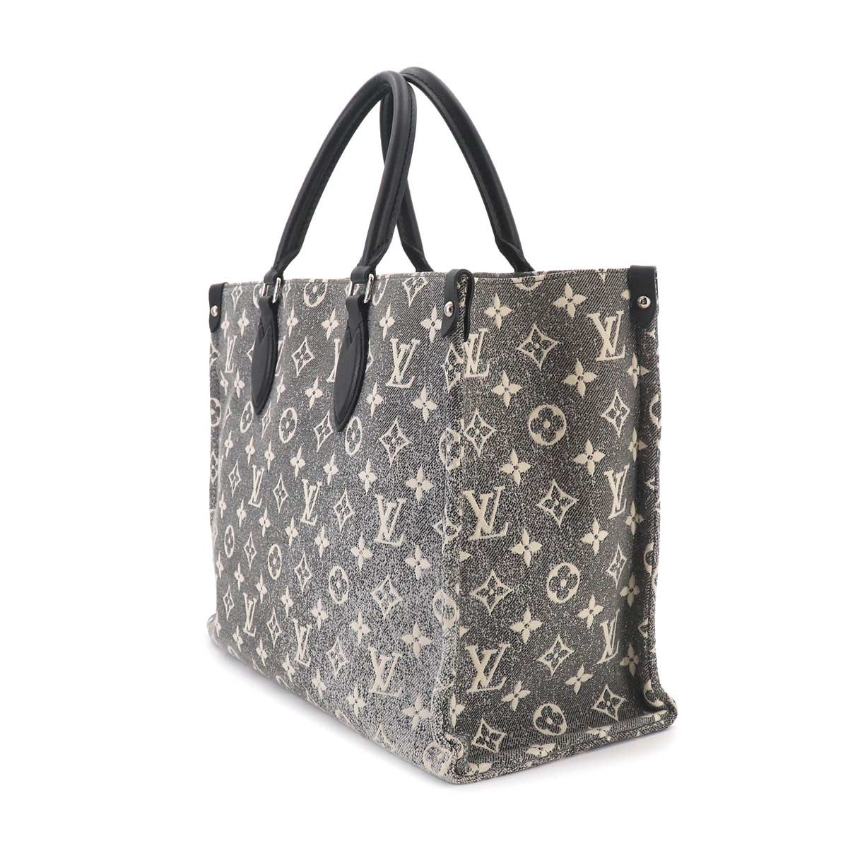 Louis Vuitton Monogram Jacquard Denim On The Go MM 2-Way Tote Shoulder Bag Gray — view 3