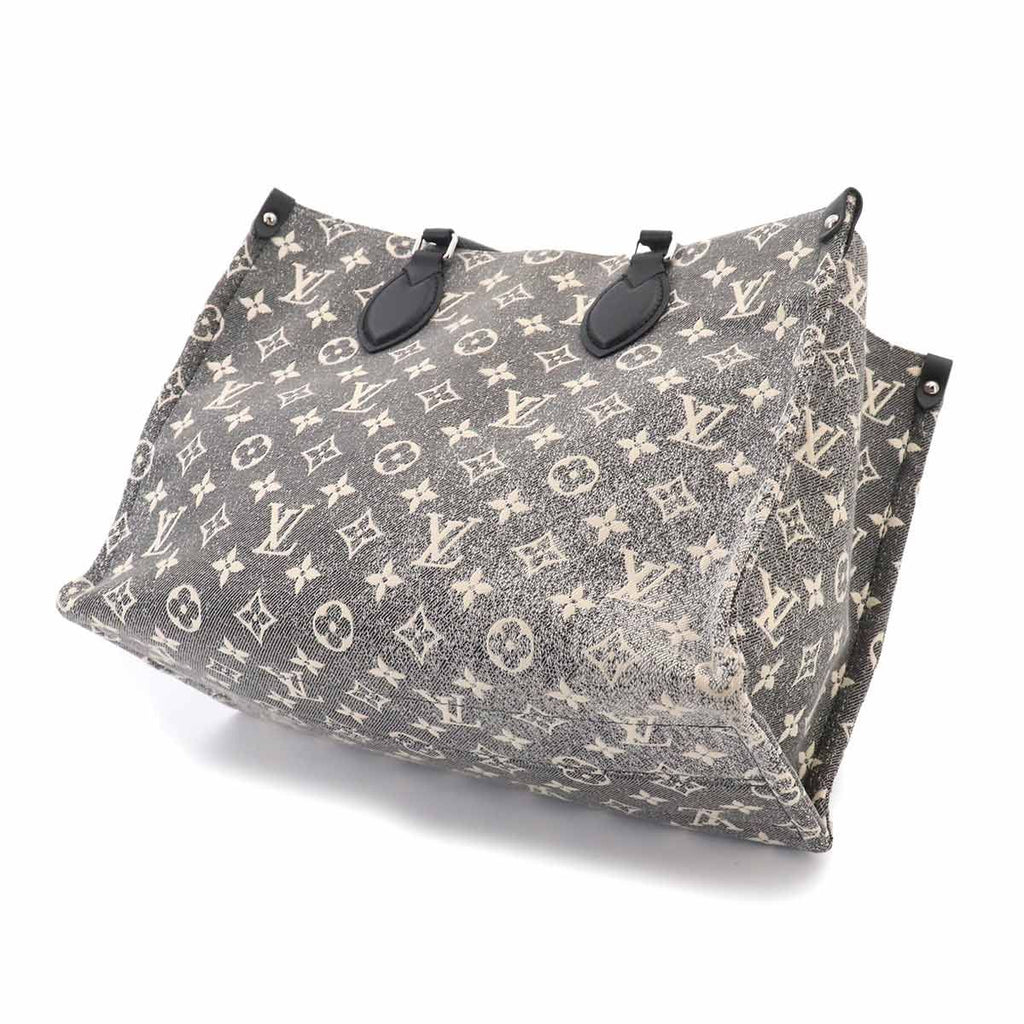 Louis Vuitton Monogram Jacquard Denim On The Go MM 2-Way Tote Shoulder Bag Gray — view 8