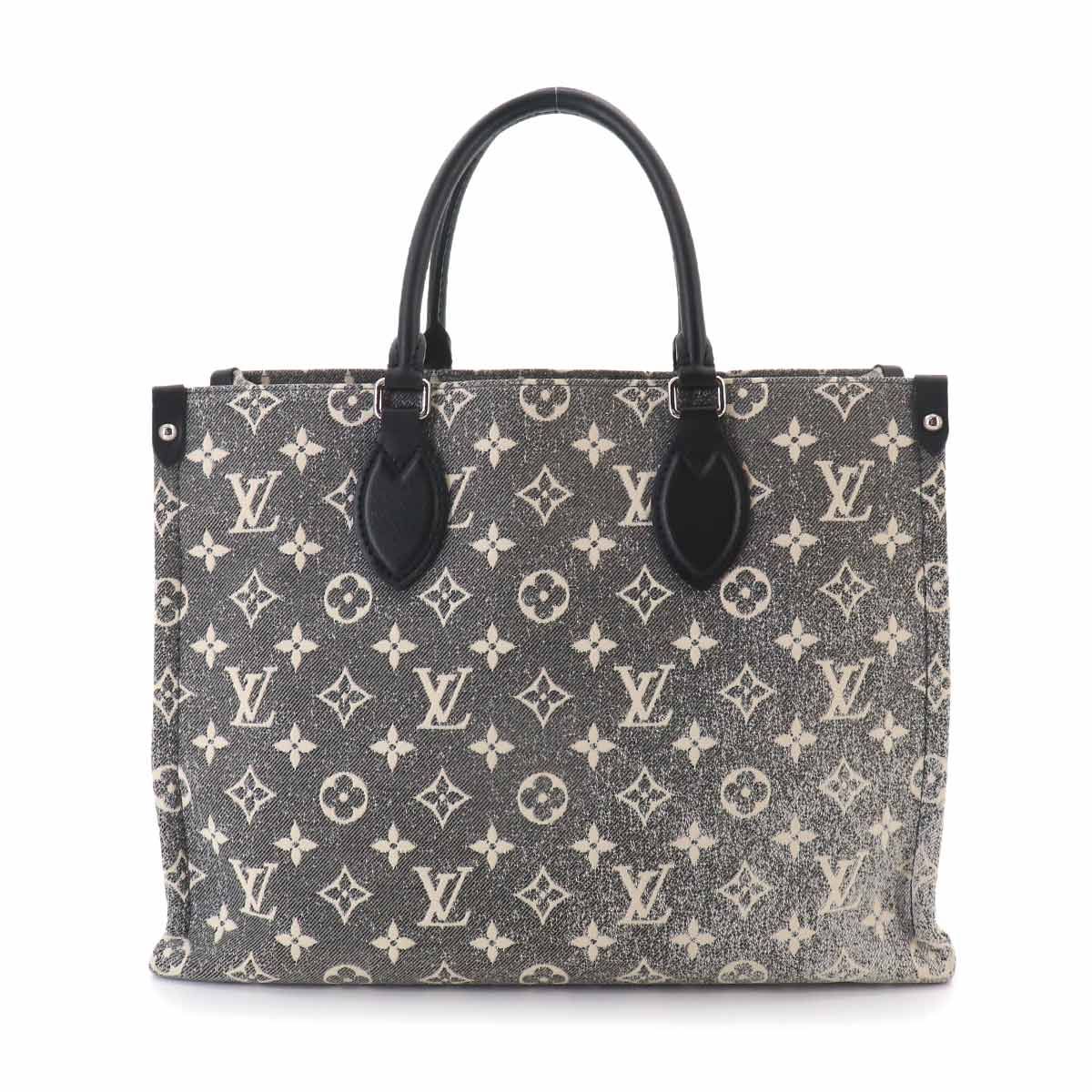 Louis Vuitton Monogram Jacquard Denim On The Go MM 2-Way Tote Shoulder Bag Gray — view 2