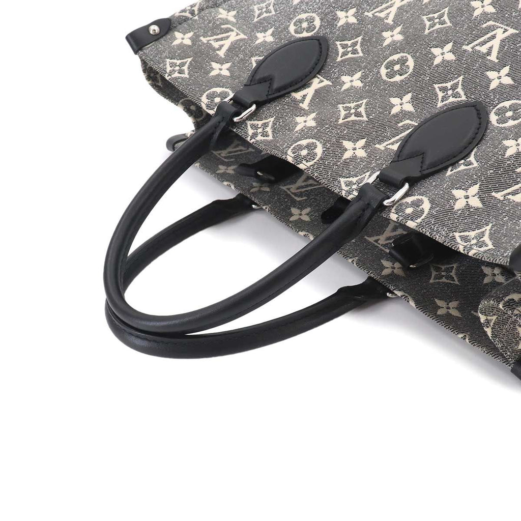 Louis Vuitton Monogram Jacquard Denim On The Go MM 2-Way Tote Shoulder Bag Gray — view 5