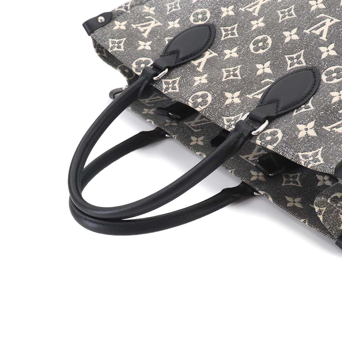 Louis Vuitton Monogram Jacquard Denim On The Go MM 2-Way Tote Shoulder Bag Gray — view 5