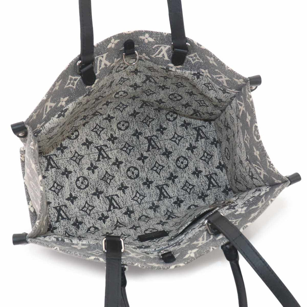Louis Vuitton Monogram Jacquard Denim On The Go MM 2-Way Tote Shoulder Bag Gray — view 6
