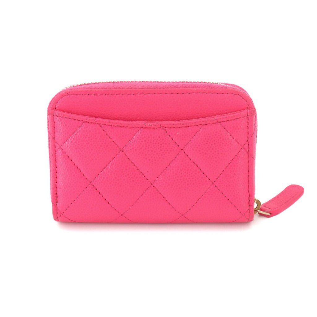 Chanel Quilted Classic Zip Coin Purse Caviar Leather Pink CC Logo — view 2