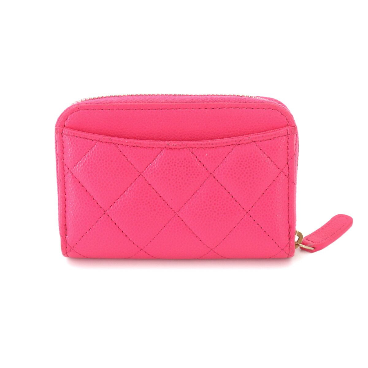 Chanel Quilted Classic Zip Coin Purse Caviar Leather Pink CC Logo — view 2