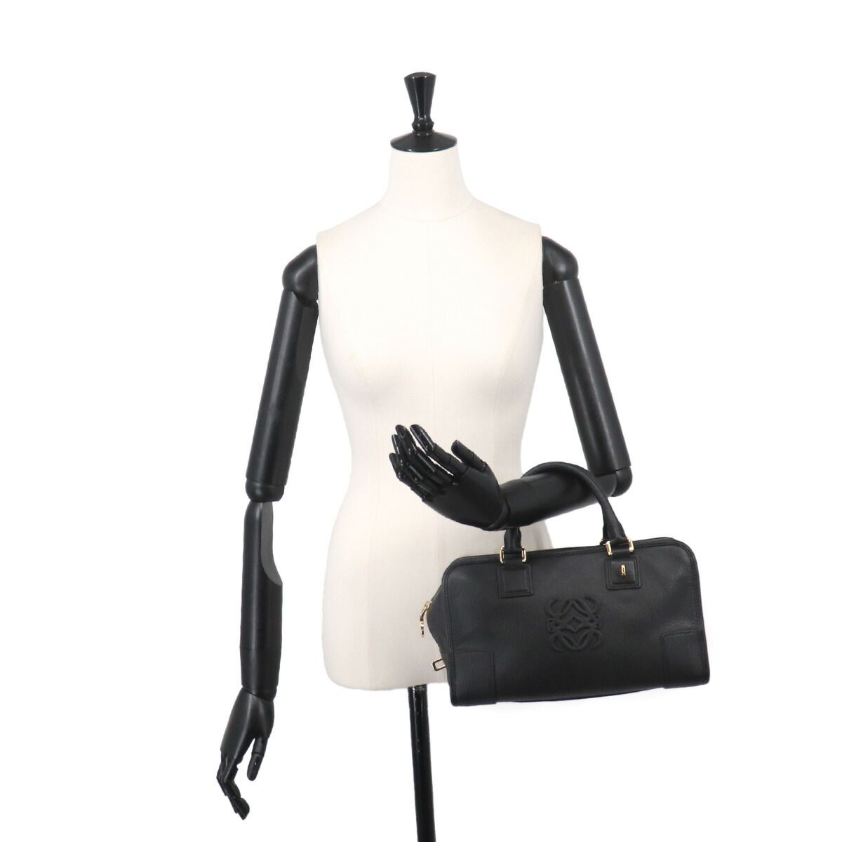 Loewe Amazona 28 Hand Bag Leather Black Gold — view 9