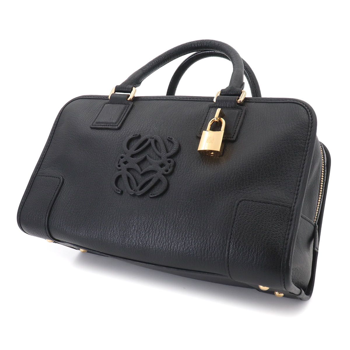 Loewe Amazona 28 Hand Bag Leather Black Gold — view 8