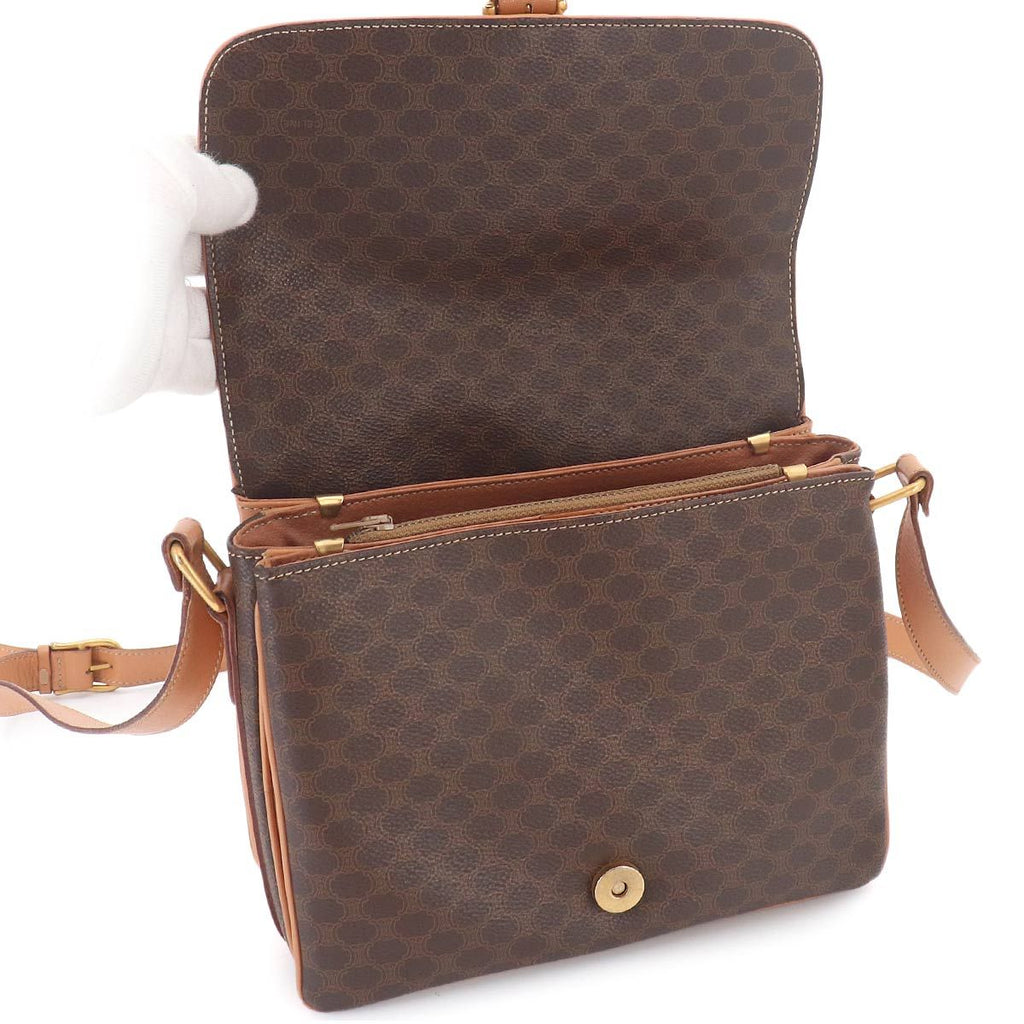 Celine Macadam Shoulder Bag Leather Brown Gold Vintage — view 6