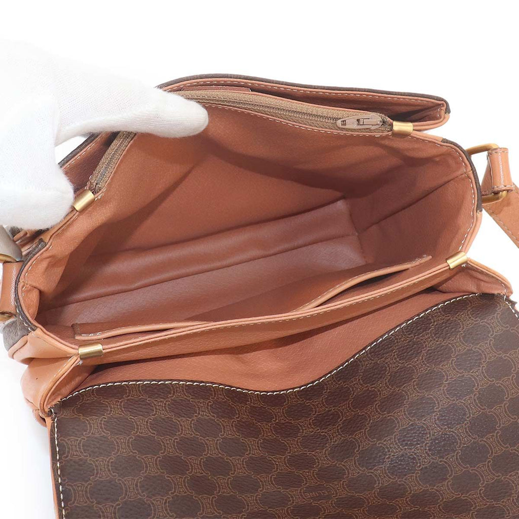 Celine Macadam Shoulder Bag Leather Brown Gold Vintage — view 7