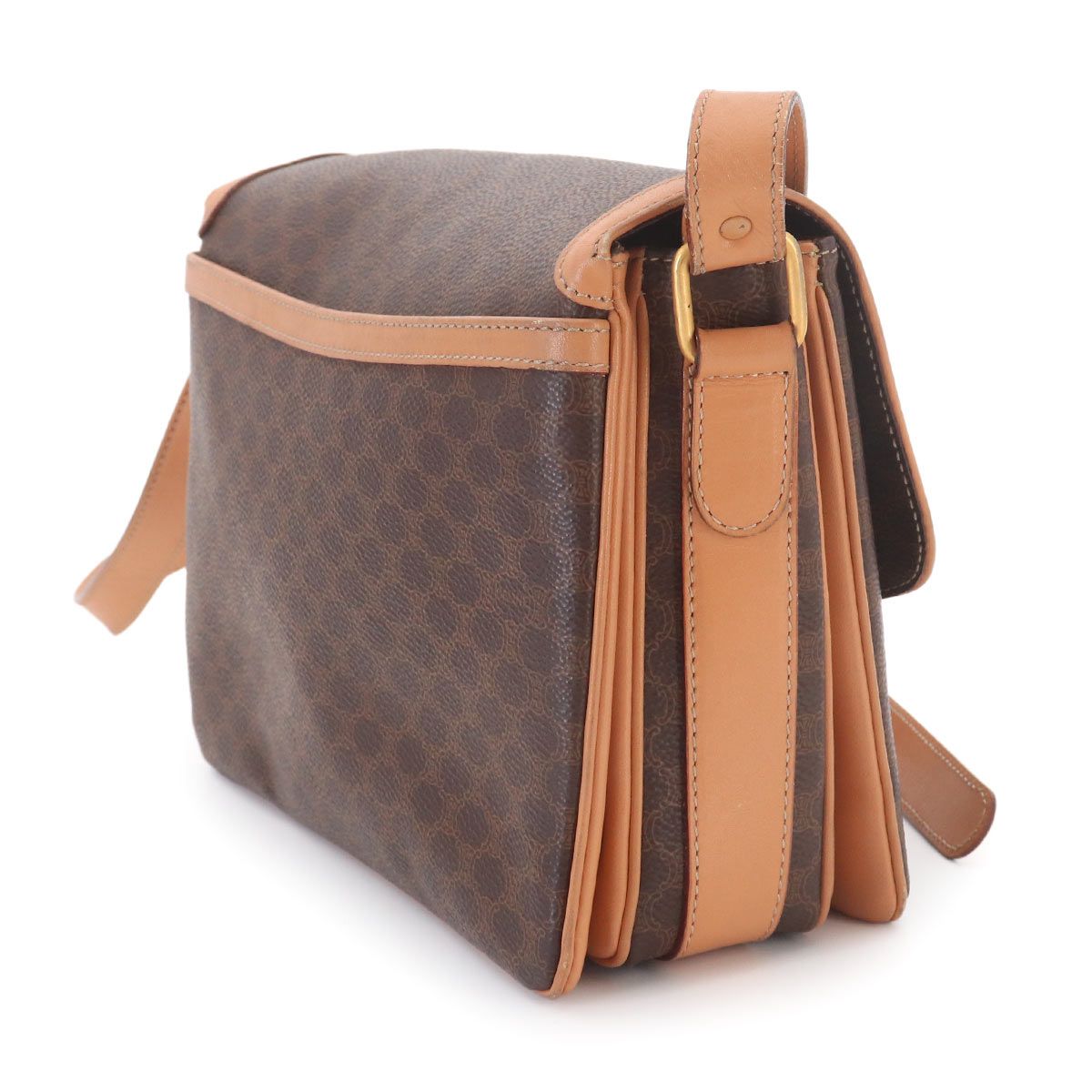 Celine Macadam Shoulder Bag Leather Brown Gold Vintage — view 3