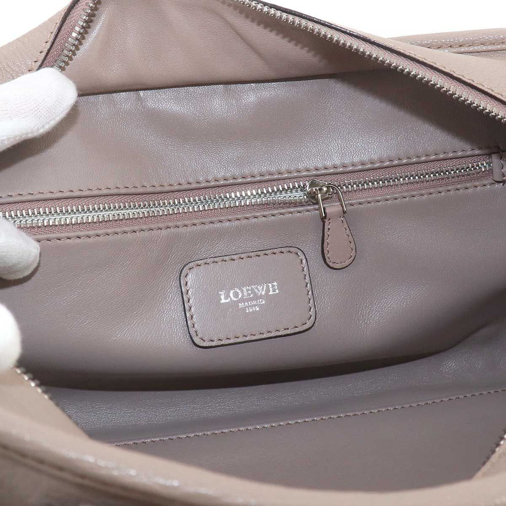 Loewe Amazona 28 Hand Bag Leather Beige Silver Gray — view 8