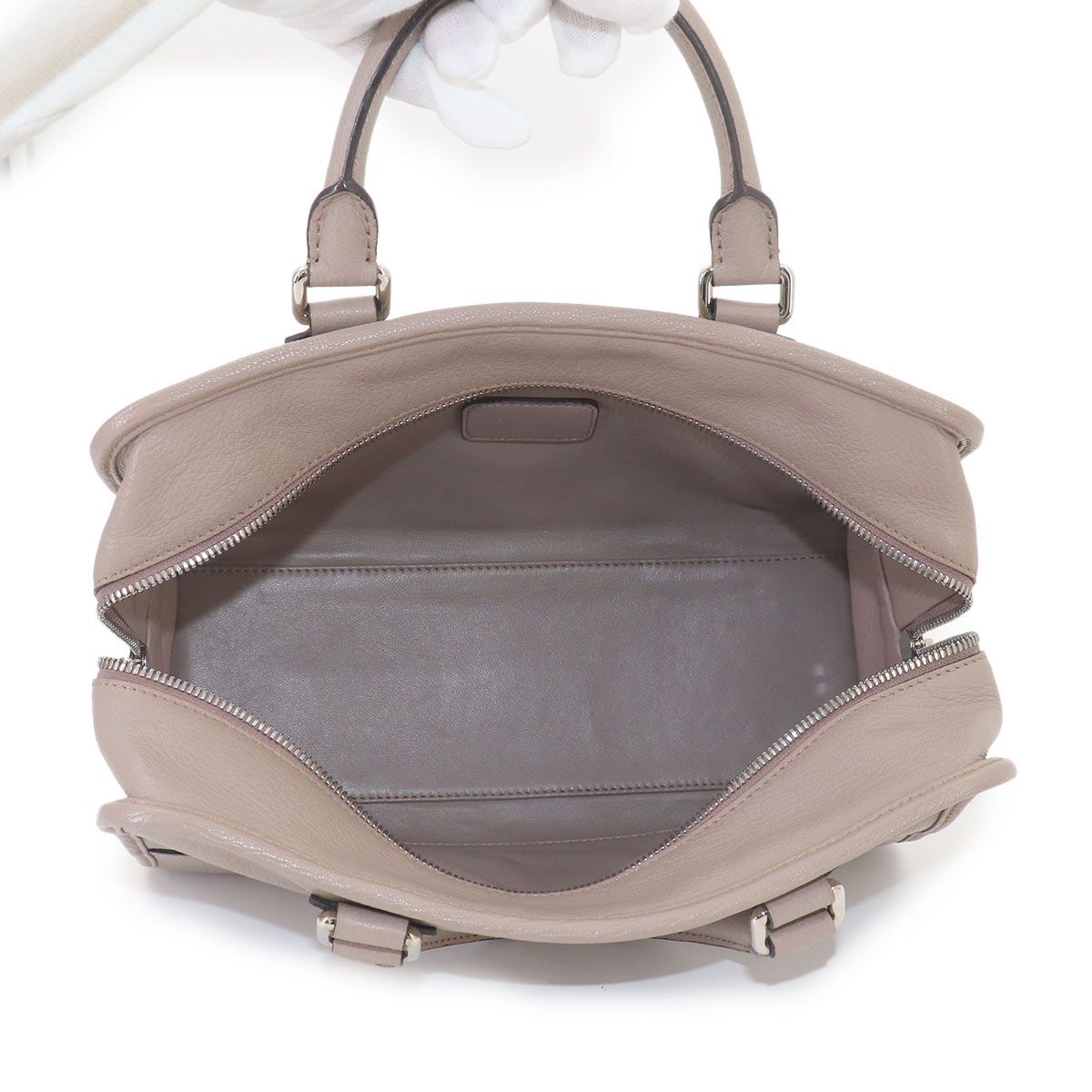 Loewe Amazona 28 Hand Bag Leather Beige Silver Gray — view 6