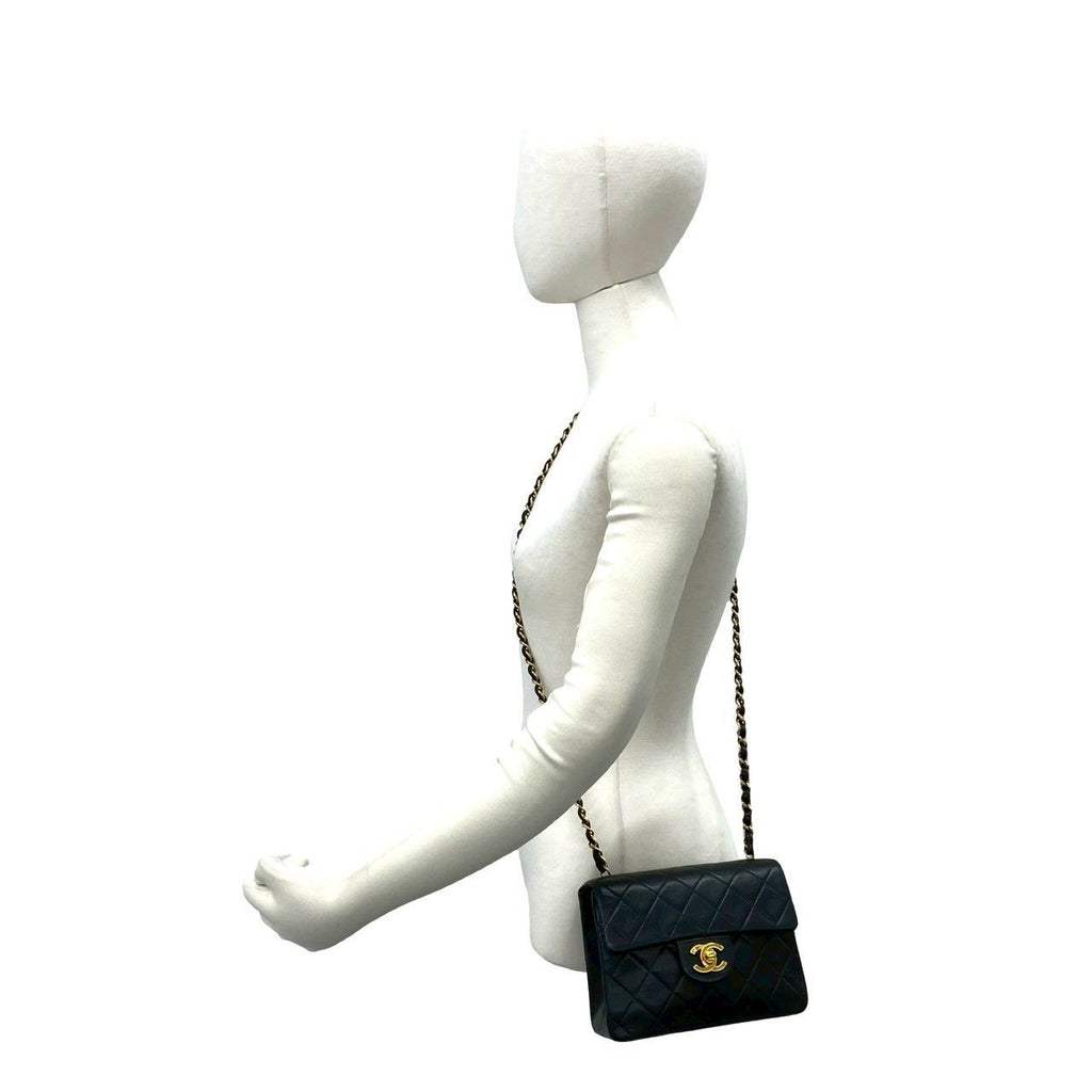 Chanel Card Vintage Quilted Coco Lambskin Chain Mini Shoulder Bag Black — view 2
