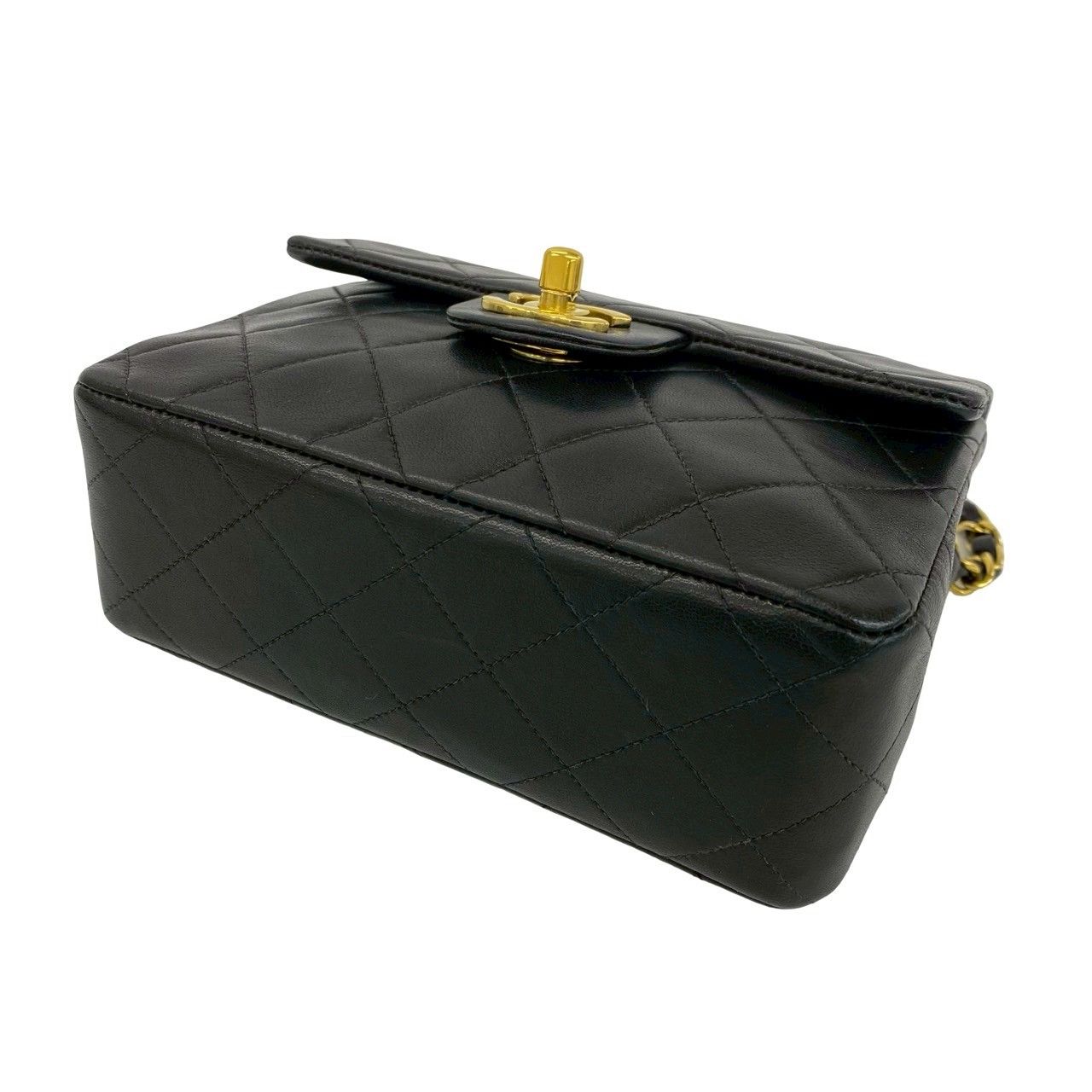 Chanel Card Vintage Quilted Coco Lambskin Chain Mini Shoulder Bag Black — view 8