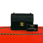 Chanel Card Vintage Quilted Coco Lambskin Chain Mini Shoulder Bag Black
