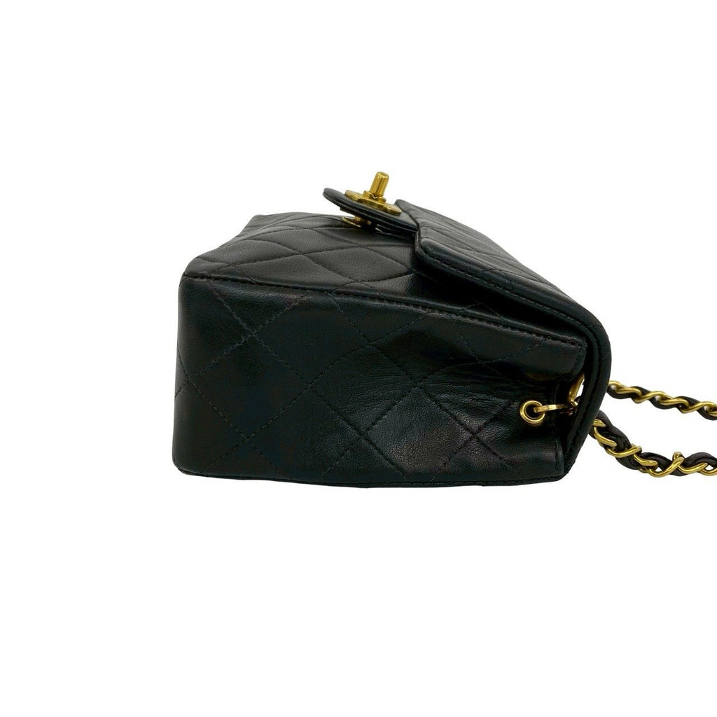 Chanel Card Vintage Quilted Coco Lambskin Chain Mini Shoulder Bag Black — view 6