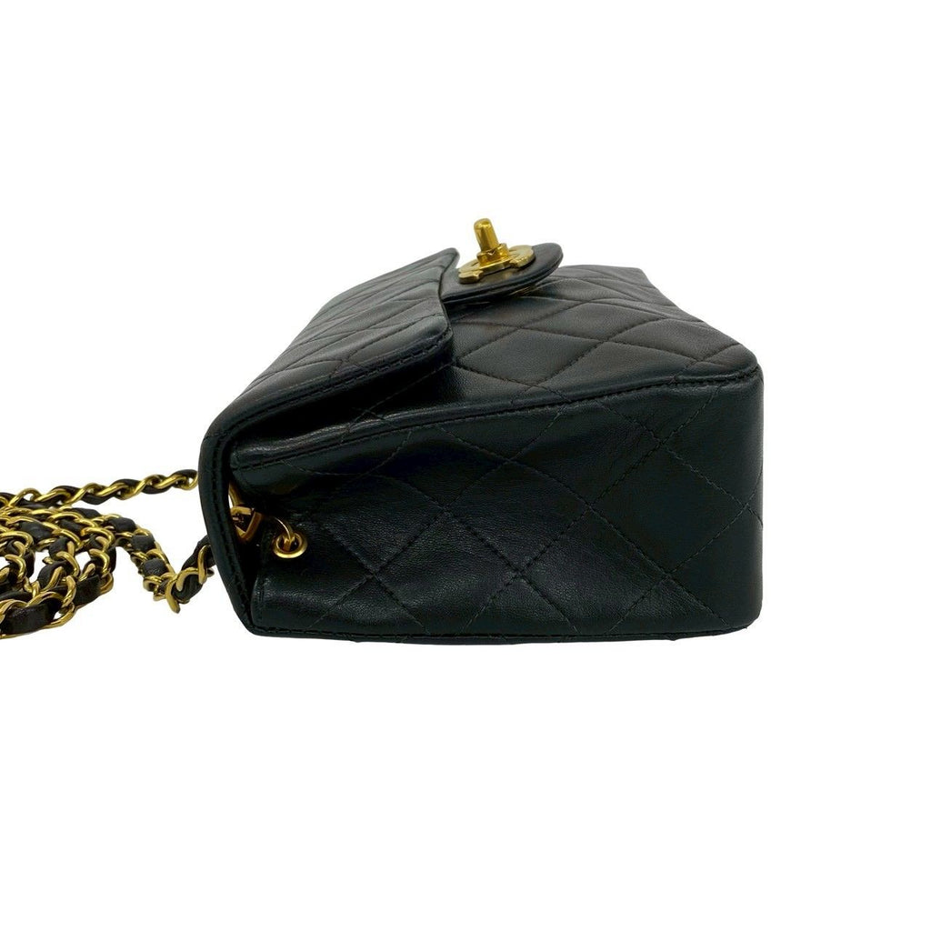 Chanel Card Vintage Quilted Coco Lambskin Chain Mini Shoulder Bag Black — view 5