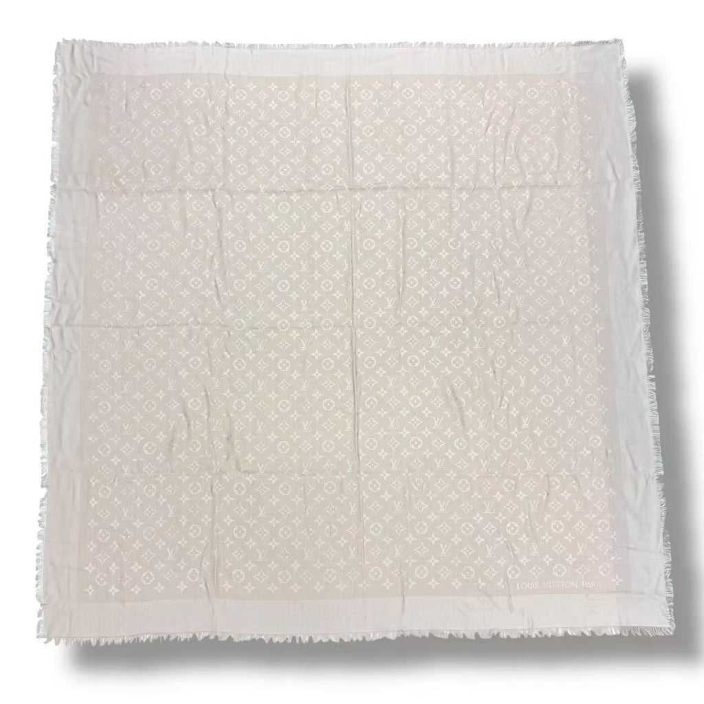 Louis Vuitton Silk Wool Scarf Monogram Beige — view 2