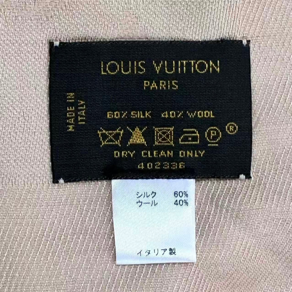 Louis Vuitton Silk Wool Scarf Monogram Beige — view 9
