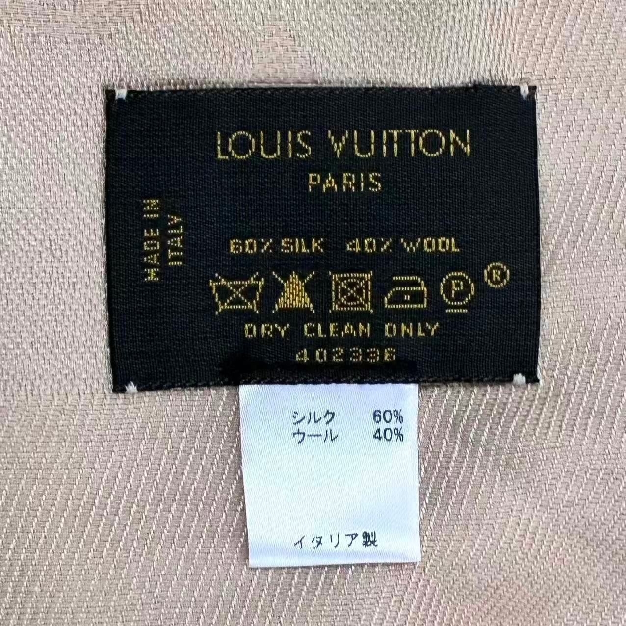 Louis Vuitton Silk Wool Scarf Monogram Beige — view 9