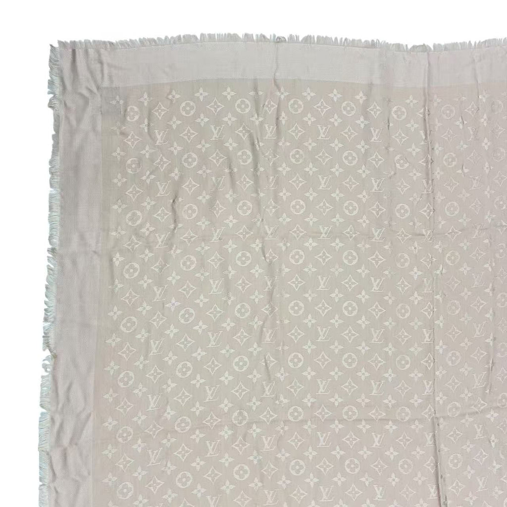 Louis Vuitton Silk Wool Scarf Monogram Beige — view 3
