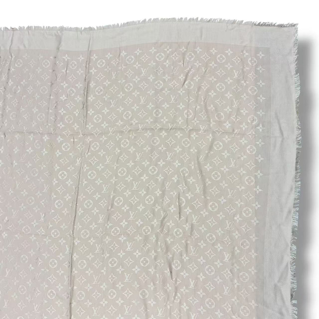Louis Vuitton Silk Wool Scarf Monogram Beige — view 4