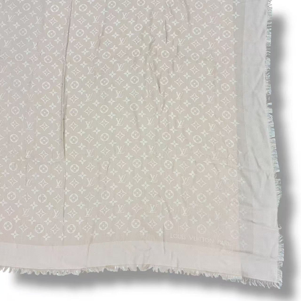 Louis Vuitton Silk Wool Scarf Monogram Beige — view 6