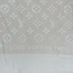 Louis Vuitton Silk Wool Scarf Monogram Beige — view 8